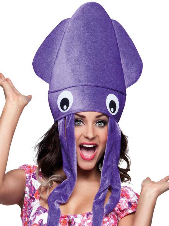 Chapeau poulpe violet en peluche adulte