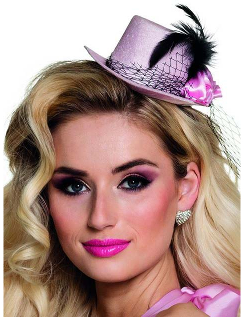 Mini chapeau rose années 20 femme