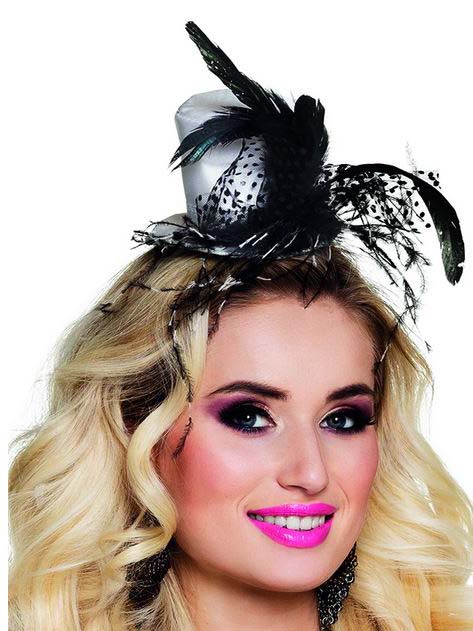 Mini chapeau glamour à plumes adulte