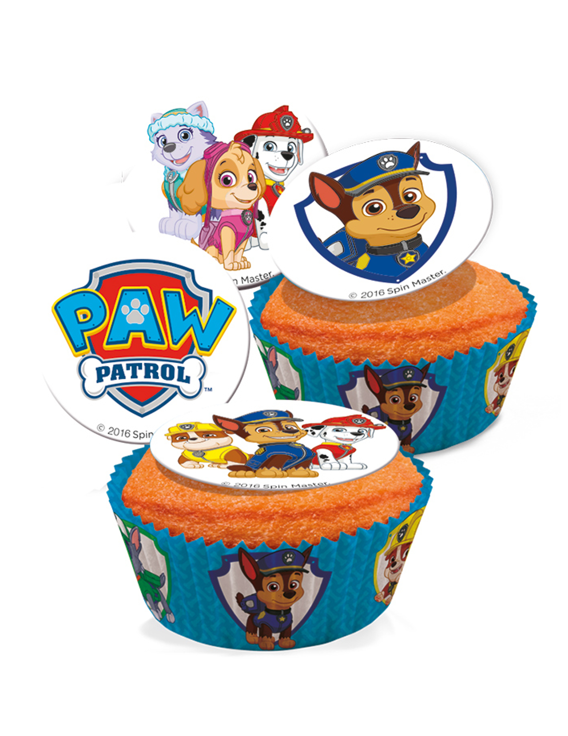16 Mini disques en sucre Pat'Patrouille 3,4 cm