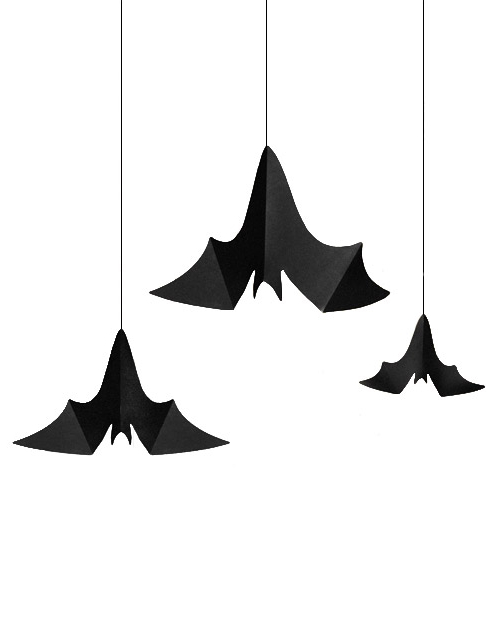 3 Suspensions en carton chauve-souris noires