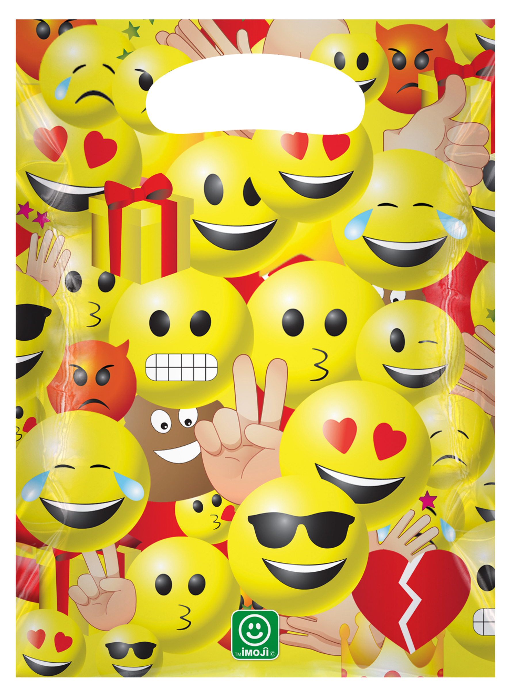 6 Sacs de fête en plastique 17 x 23 cm Imoji