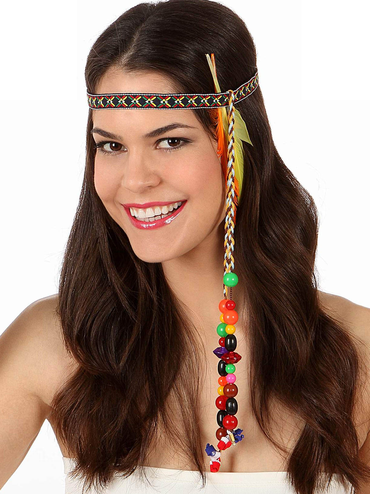 Bandeau hippie avec plumes et breloques adulte