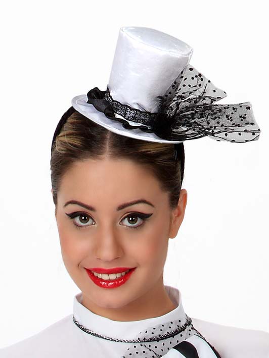 Mini chapeau haut de forme blanc femme