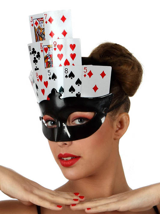 Loup noir cartes poker femme