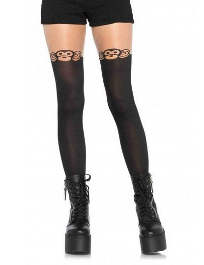Collants noirs petit singe femme