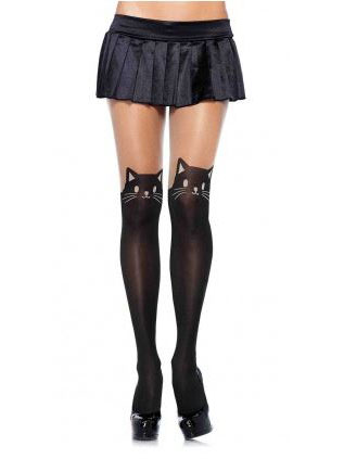 Collants noirs petit chat femme