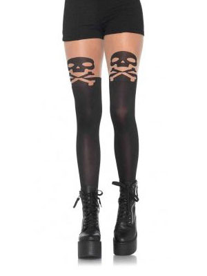 Collants crâne et os croisés pirate femme