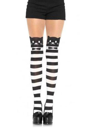 Collants fantaisie chat à rayures femme