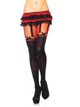 Collants faux porte-jarretelle coeur femme