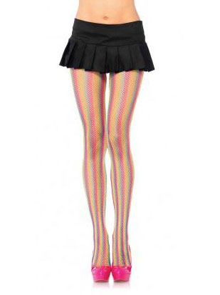 Collants résilles multicolores fluos femme