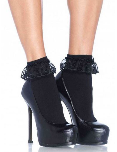 Socquettes noires avec dentelle femme