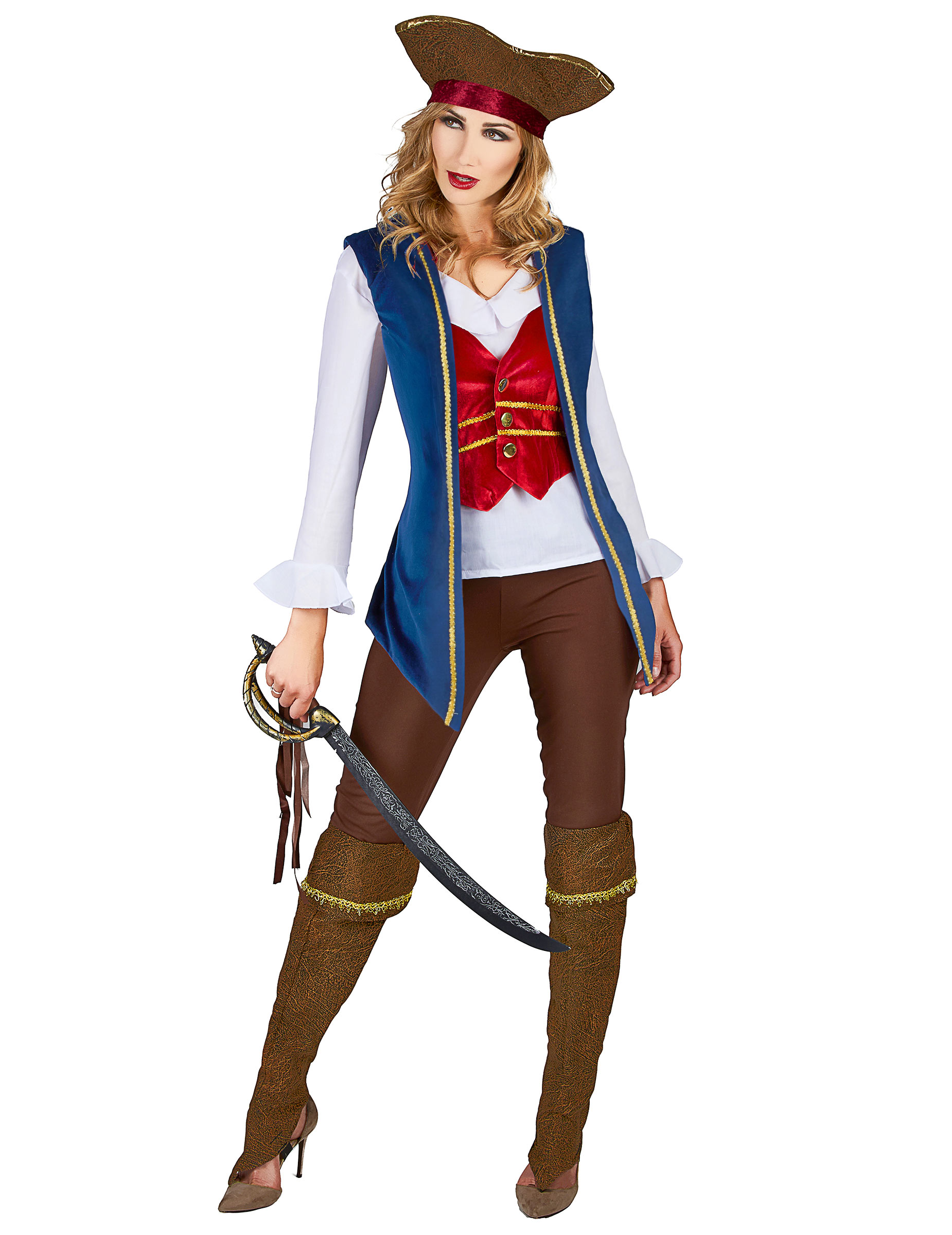 Déguisement pirate velours bleu et prune femme
