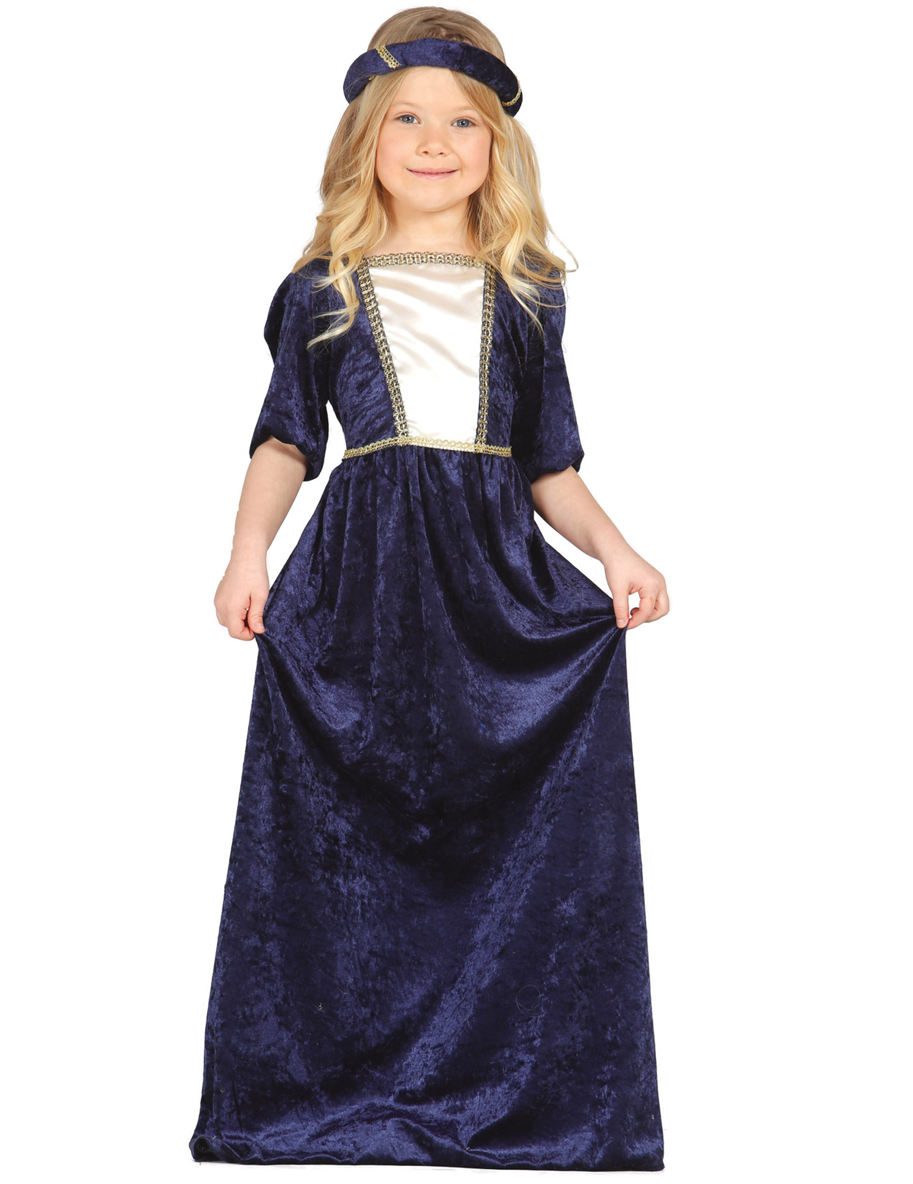 Déguisement dame médiévale bleue fille
