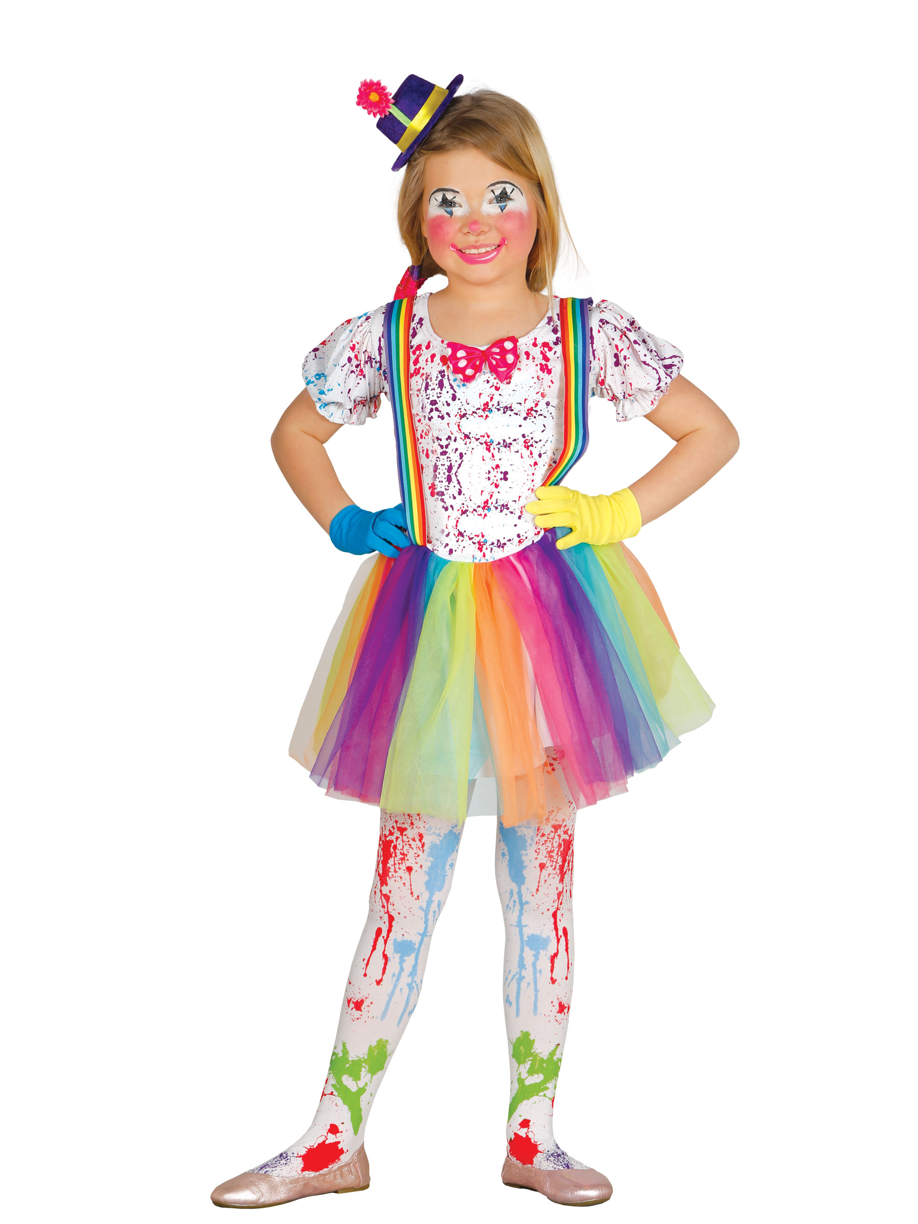 Déguisement clown tacheté de couleurs fille
