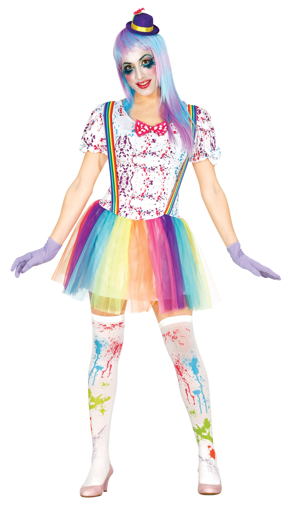 Déguisement clown tacheté coloré femme