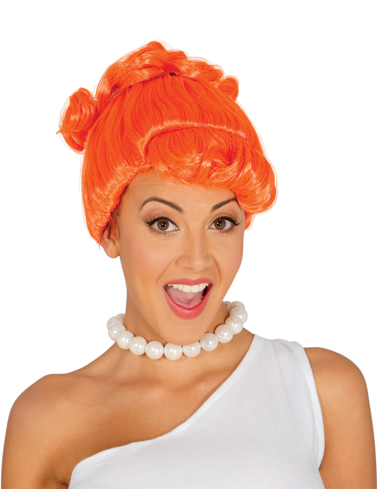 Perruque femme des cavernes orange adulte