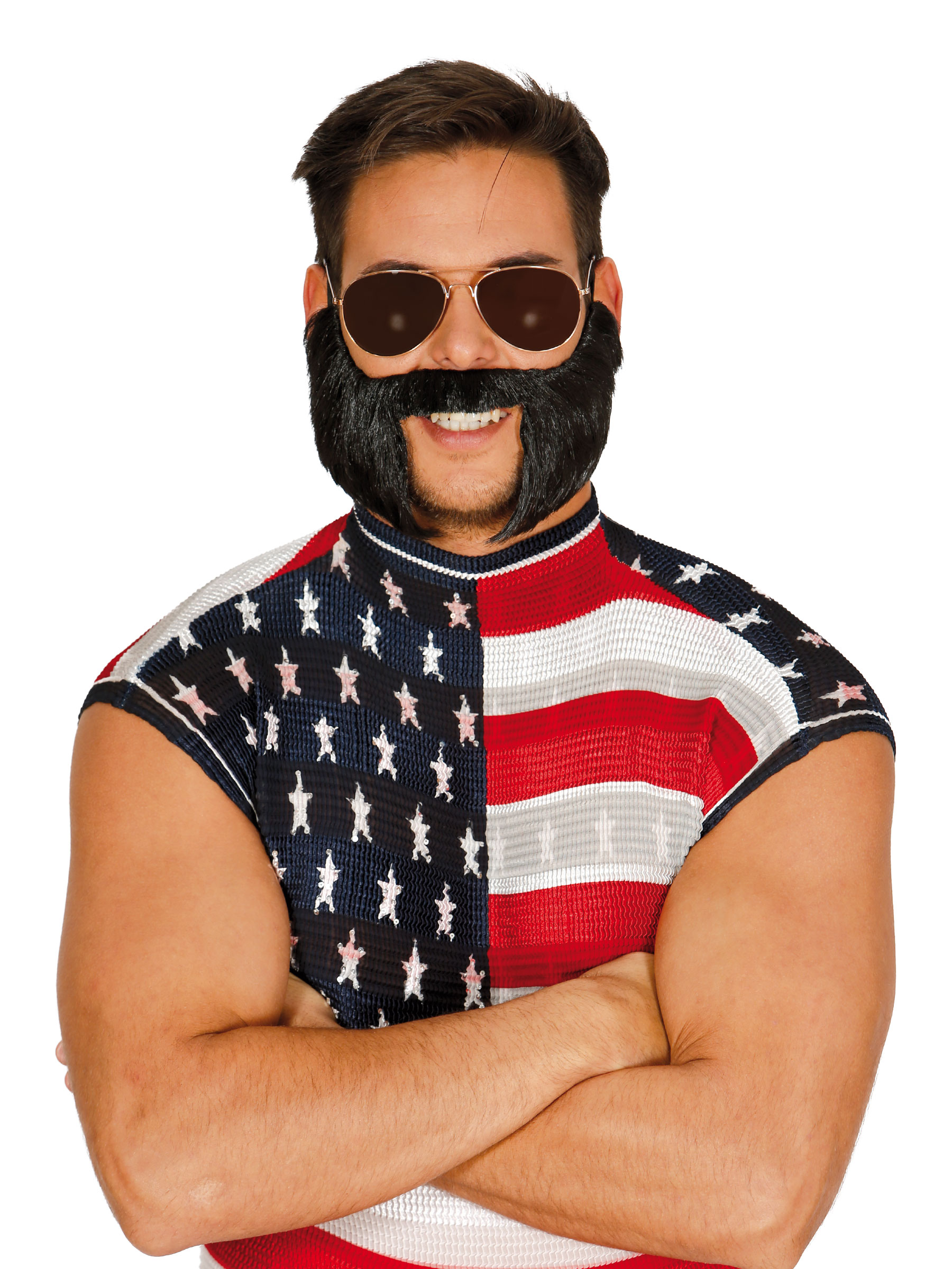 Barbe et moustache noire avec pattes adulte