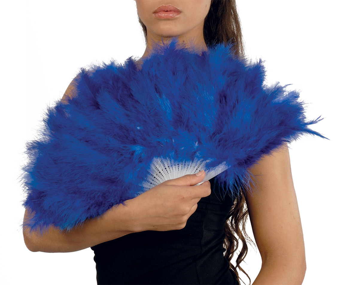 Eventail à plumes bleues