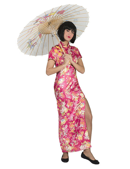 Déguisement japonaise rose fleurie femme