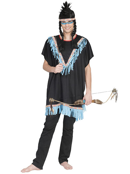Déguisement indien à franges bleues homme