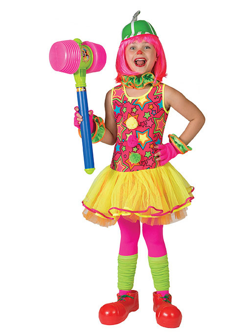 Déguisement clown dans les étoiles multicolore fille