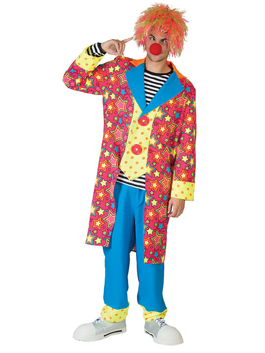 Déguisement clown dans les étoiles multicolore homme