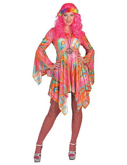 Déguisement hippie marbré multicolore femme
