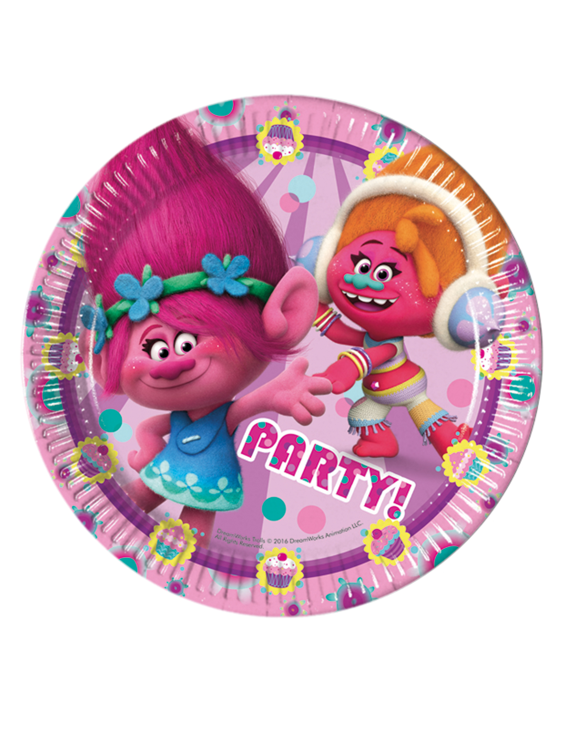 8 Assiettes en carton Trolls 23 cm