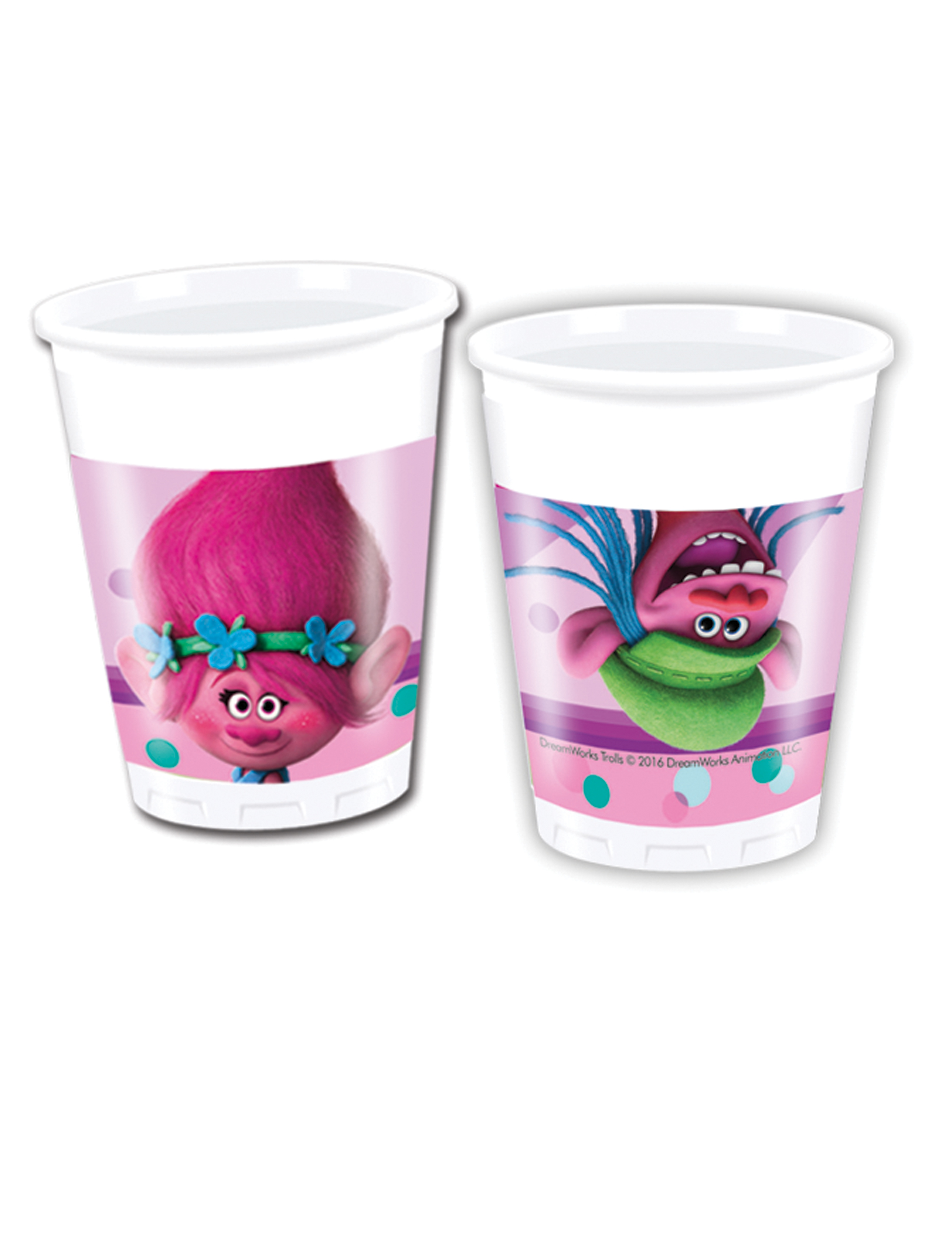 8 Gobelets en plastique Trolls 20 cl