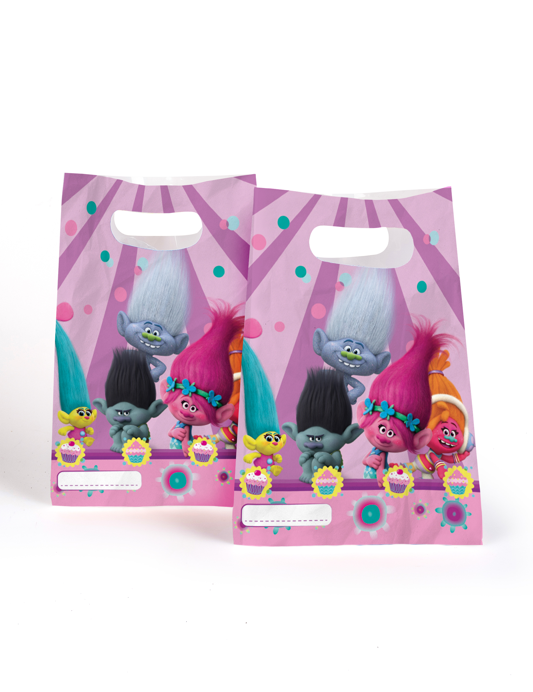6 Sacs cadeaux Trolls 16,5 x 23 cm