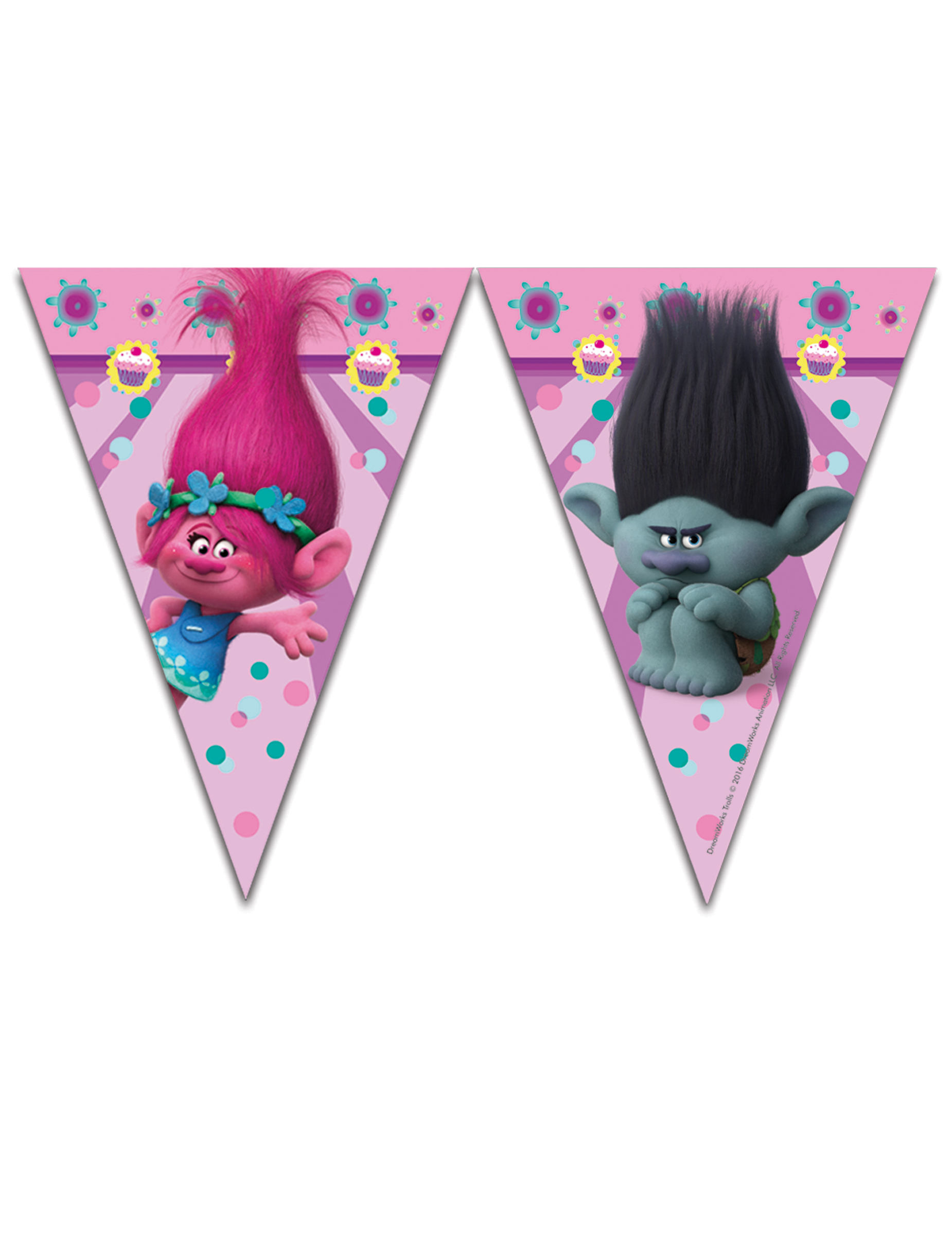 Guirlande 9 fanions Trolls 2.3 mètres