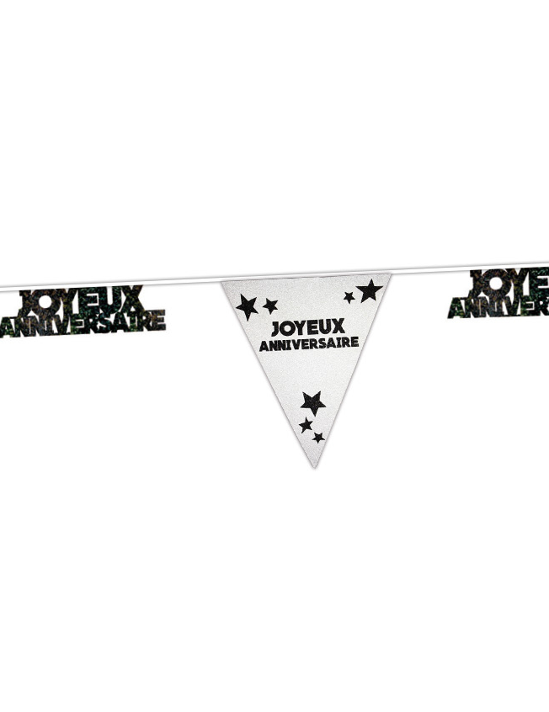 Guirlande noire à paillettes Joyeux Anniversaire 6m