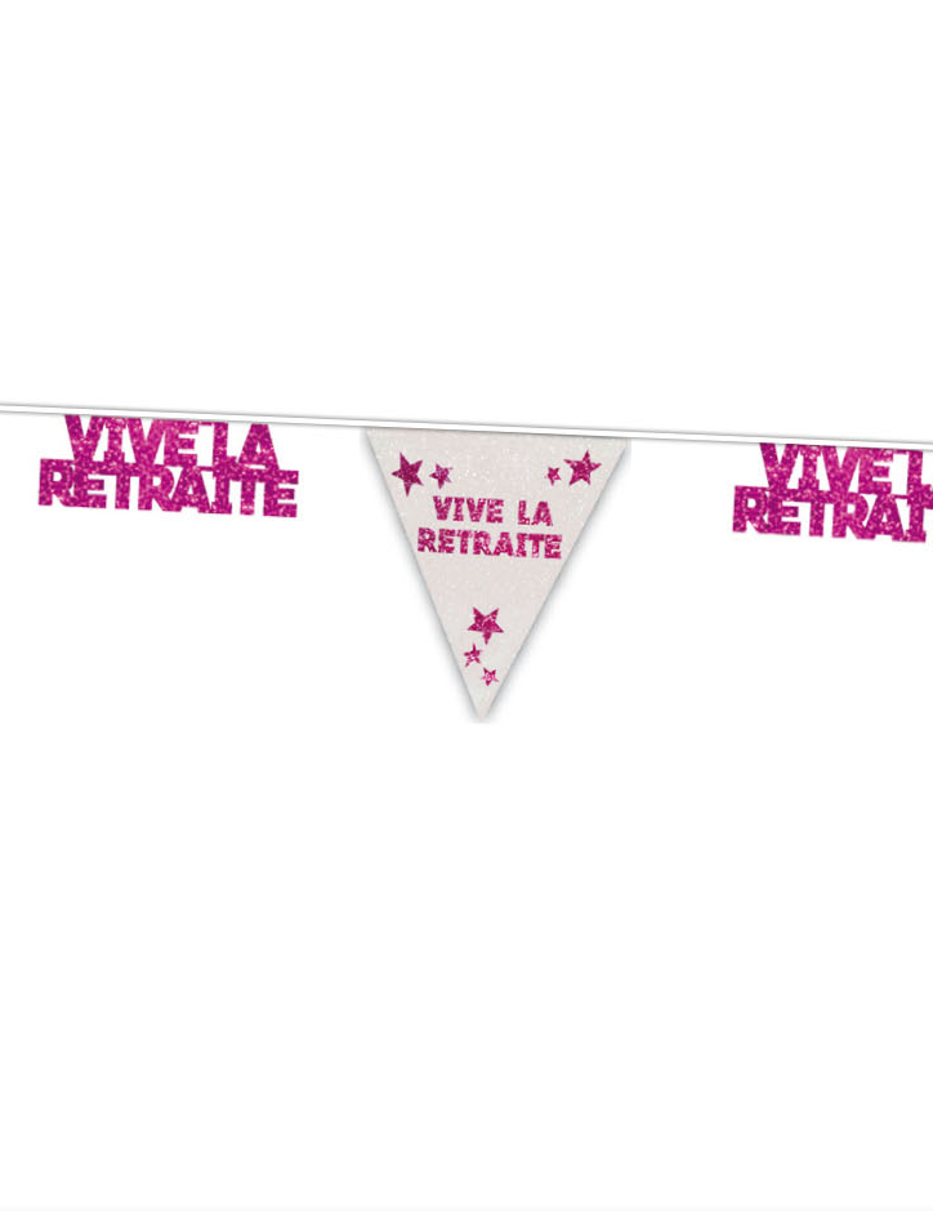 Guirlande rose à paillettes Vive la retraite 6m