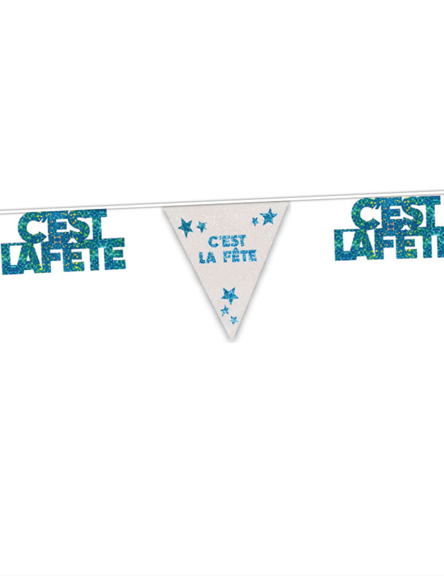 Guirlande bleue à paillettes C'est la fête 6m