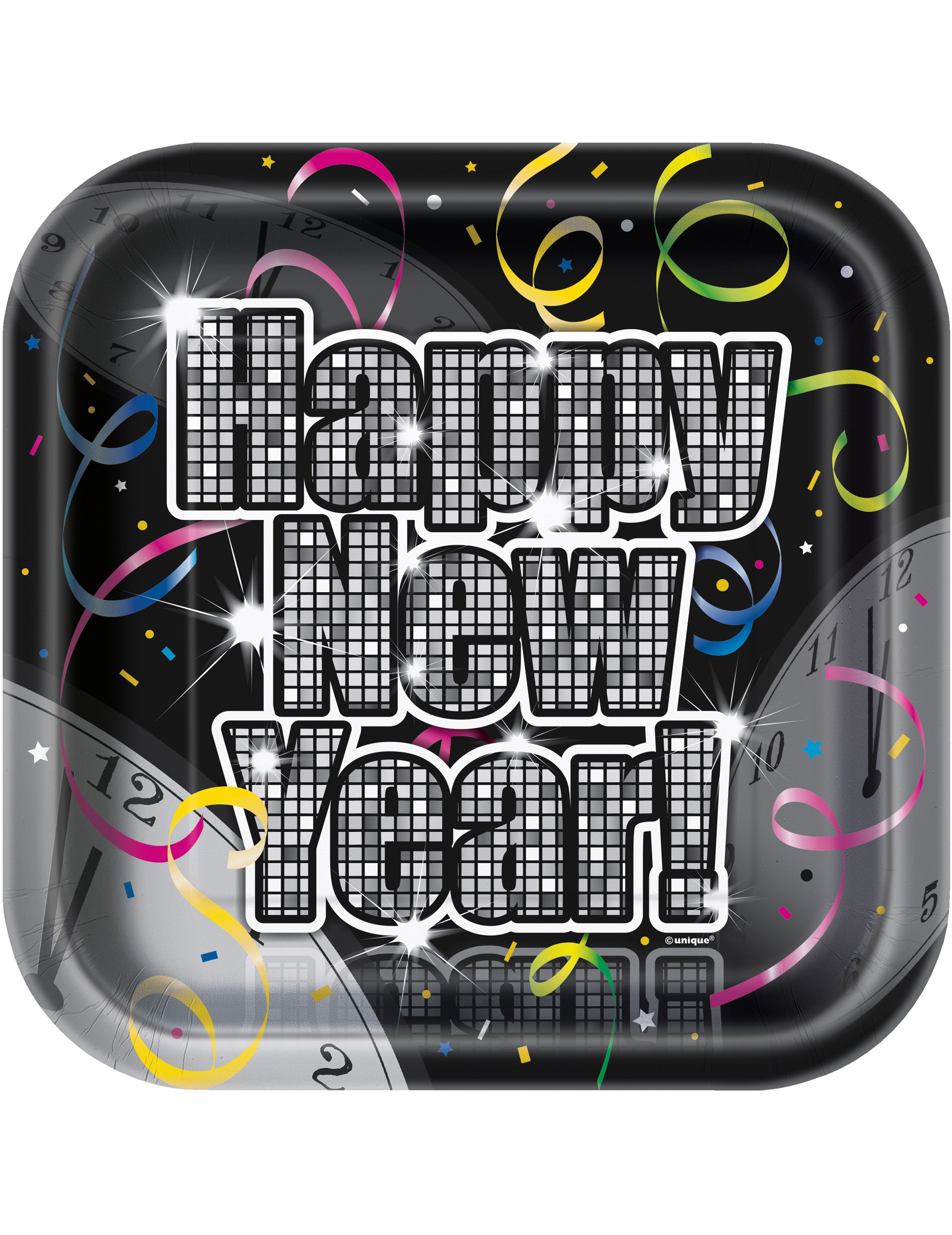 10 Petites assiettes en carton Happy New Year