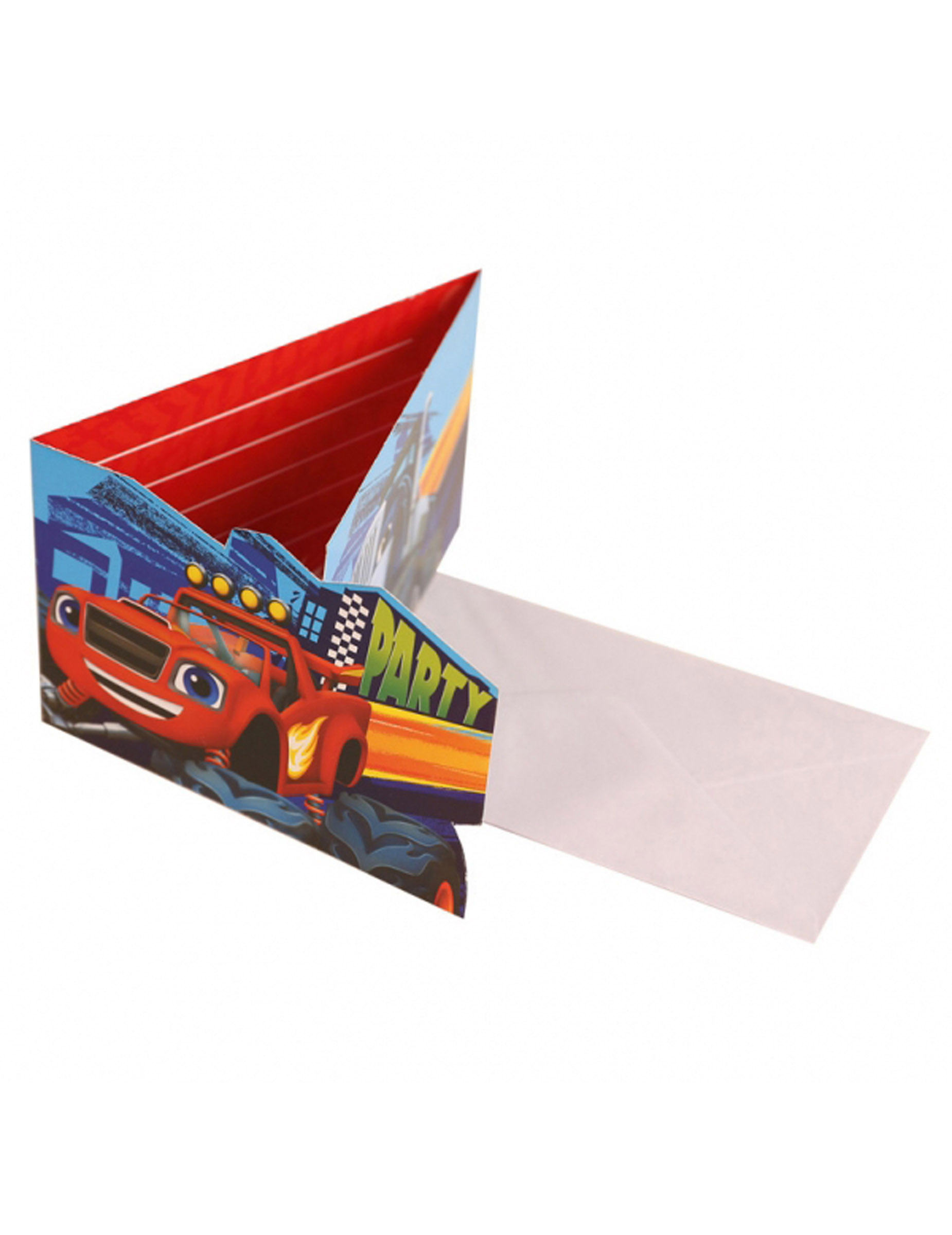8 invitations et enveloppes Blaze et les Monster Machines