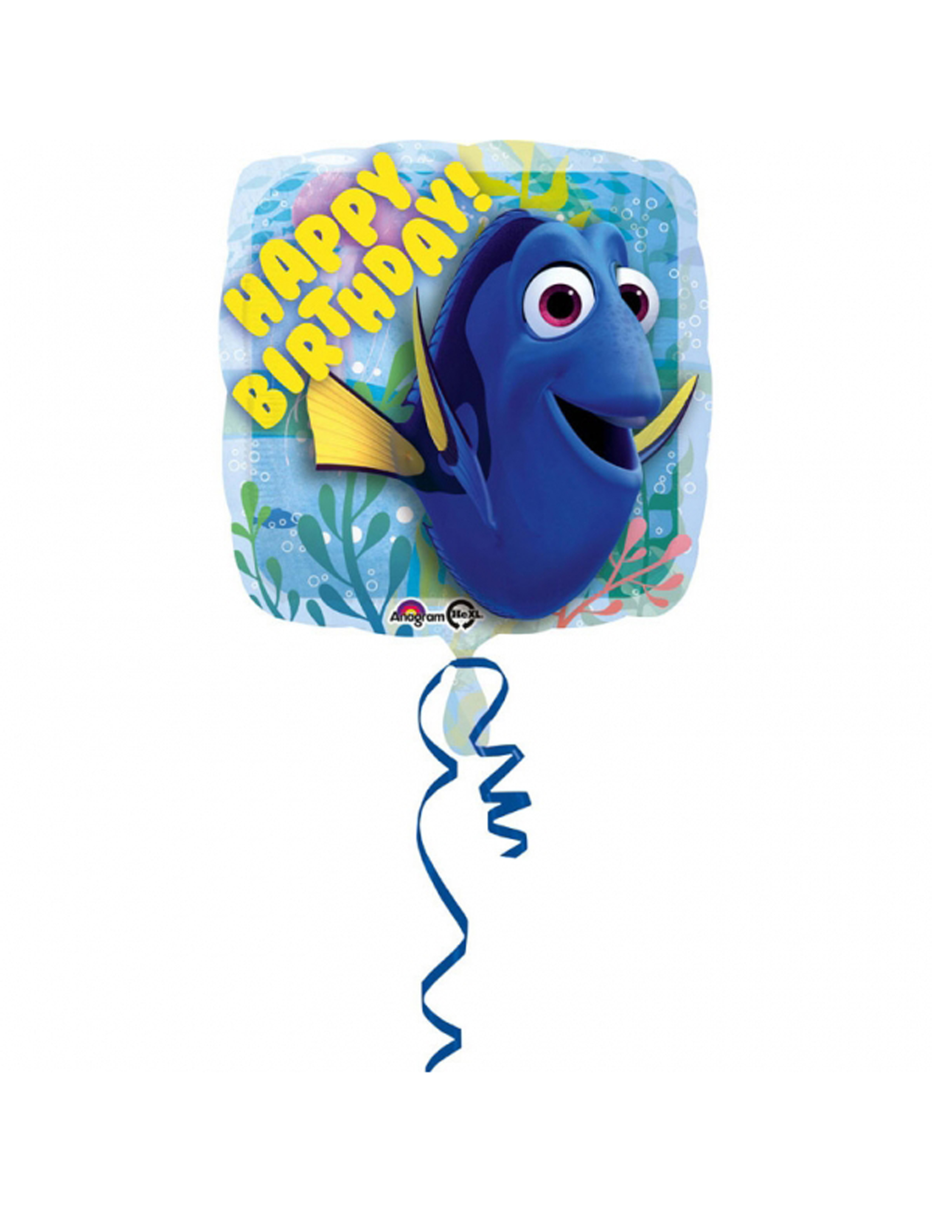 Ballon aluminium Happy Birthday Le Monde de Dory 43 cm