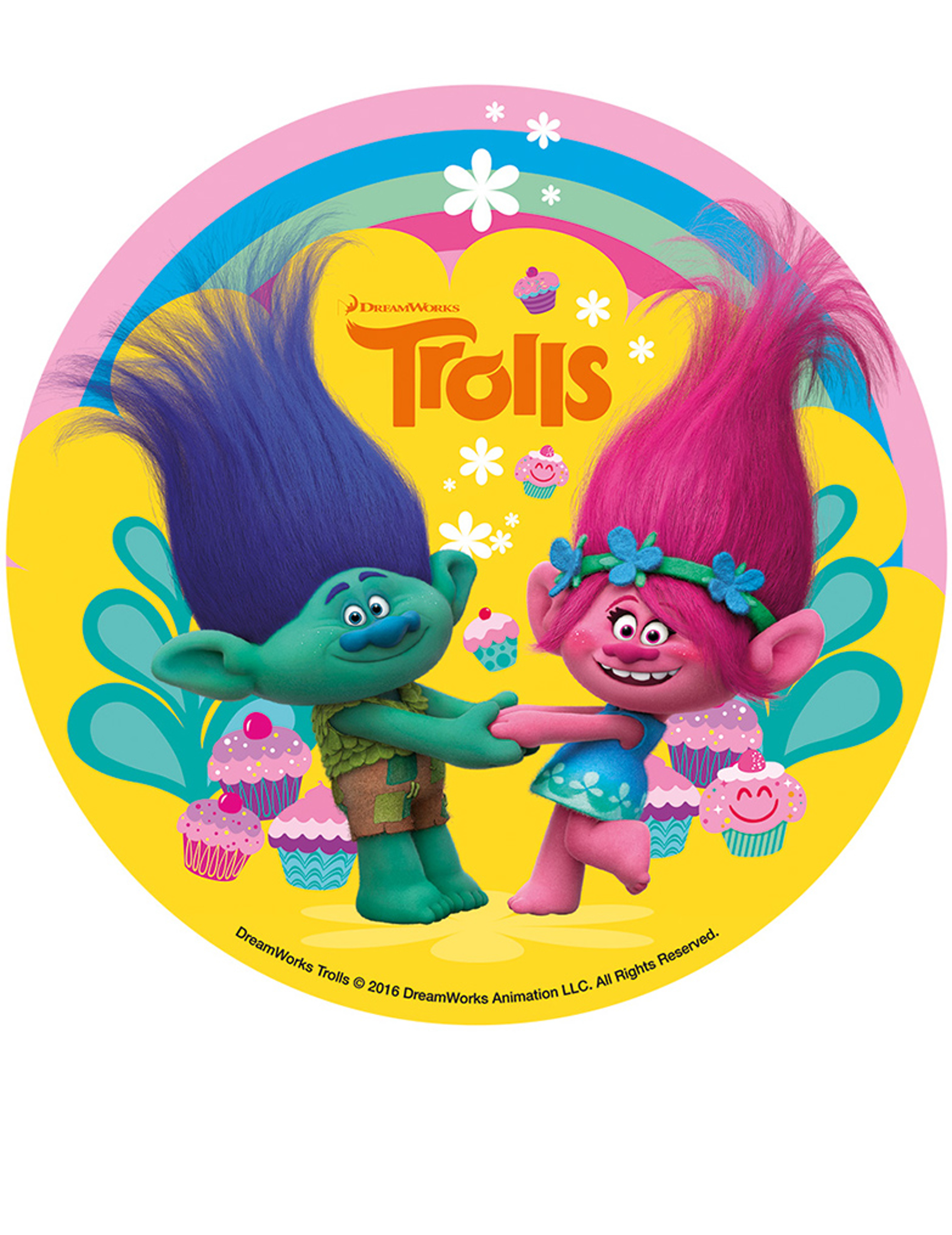 Disque en sucre Trolls 16 cm
