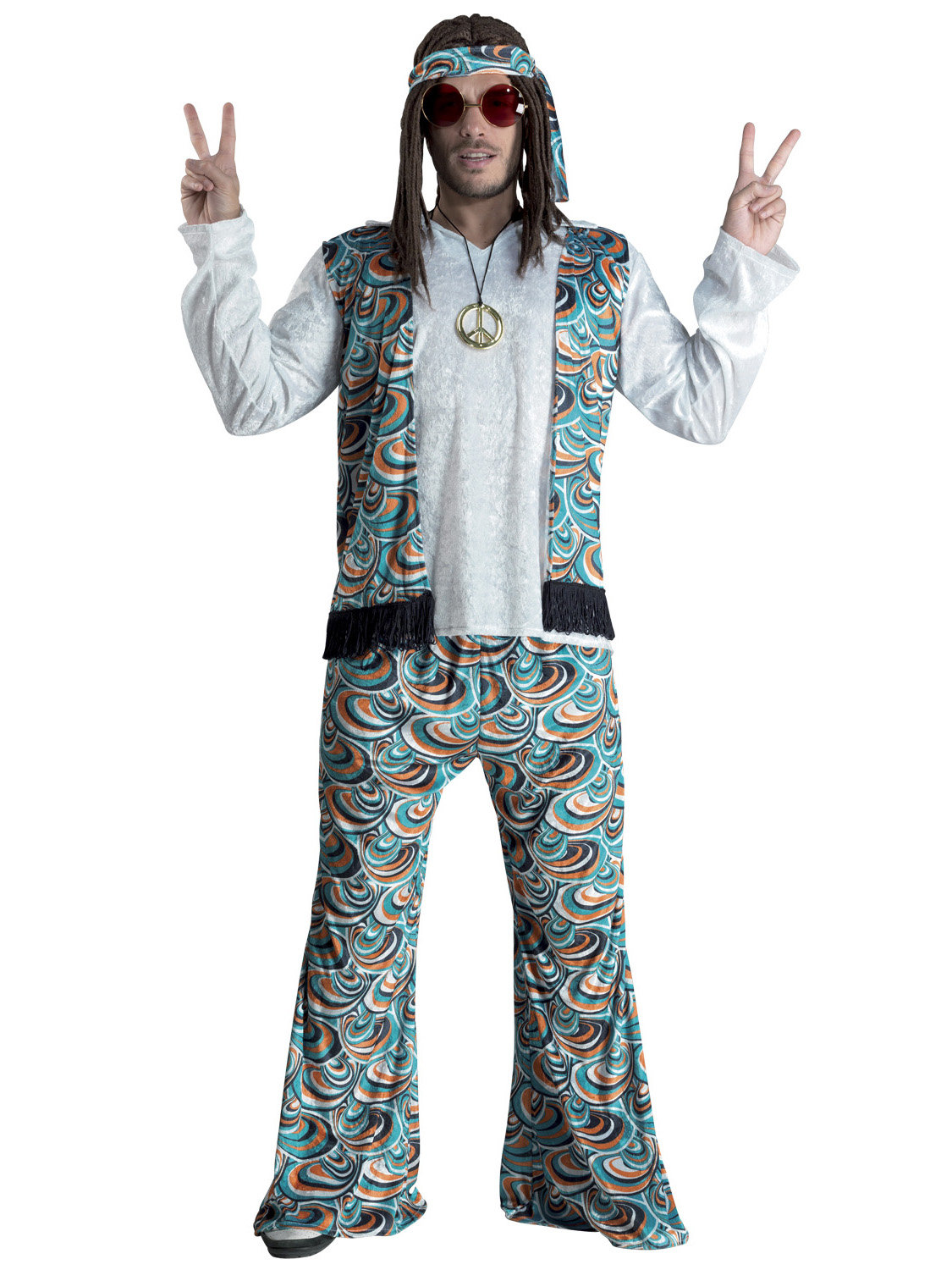 Déguisement hippie bleu psychédélique homme