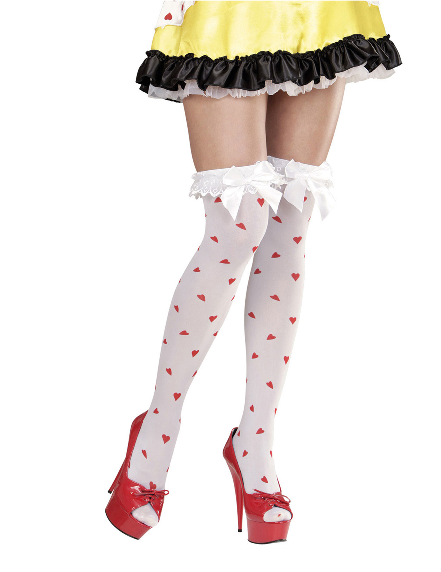 Bas petit coeur avec noeud blanc femme