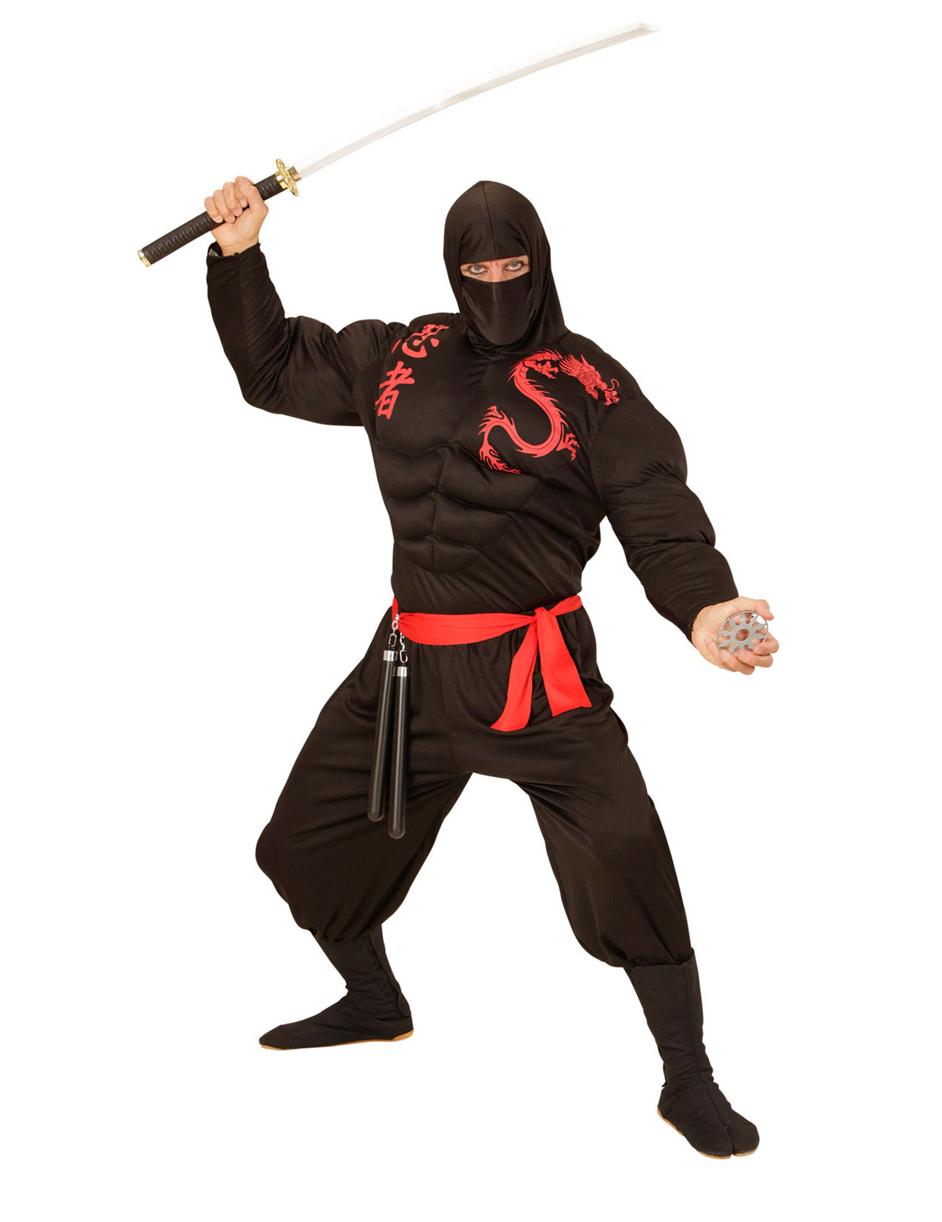 Déguisement ninja musclé noir adulte