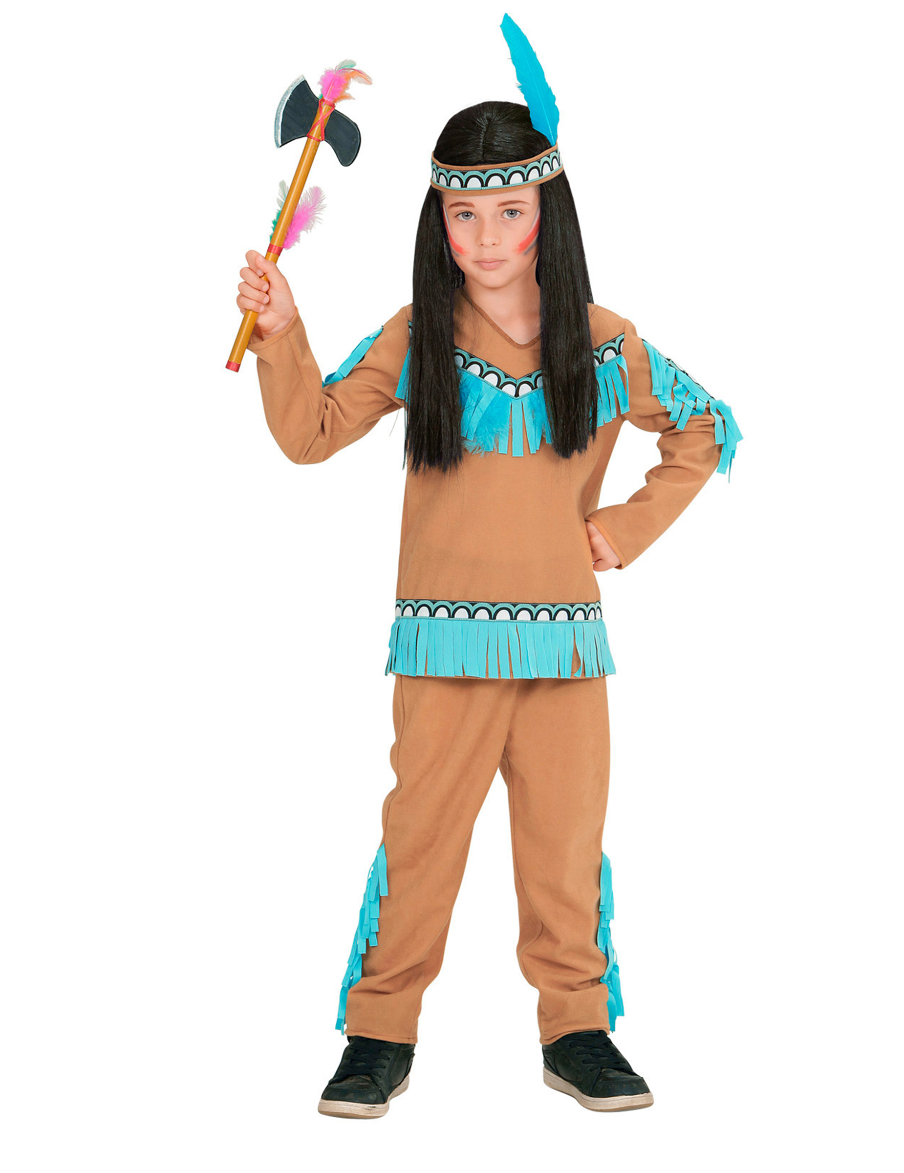 Déguisement petit indien marron et bleu garçon