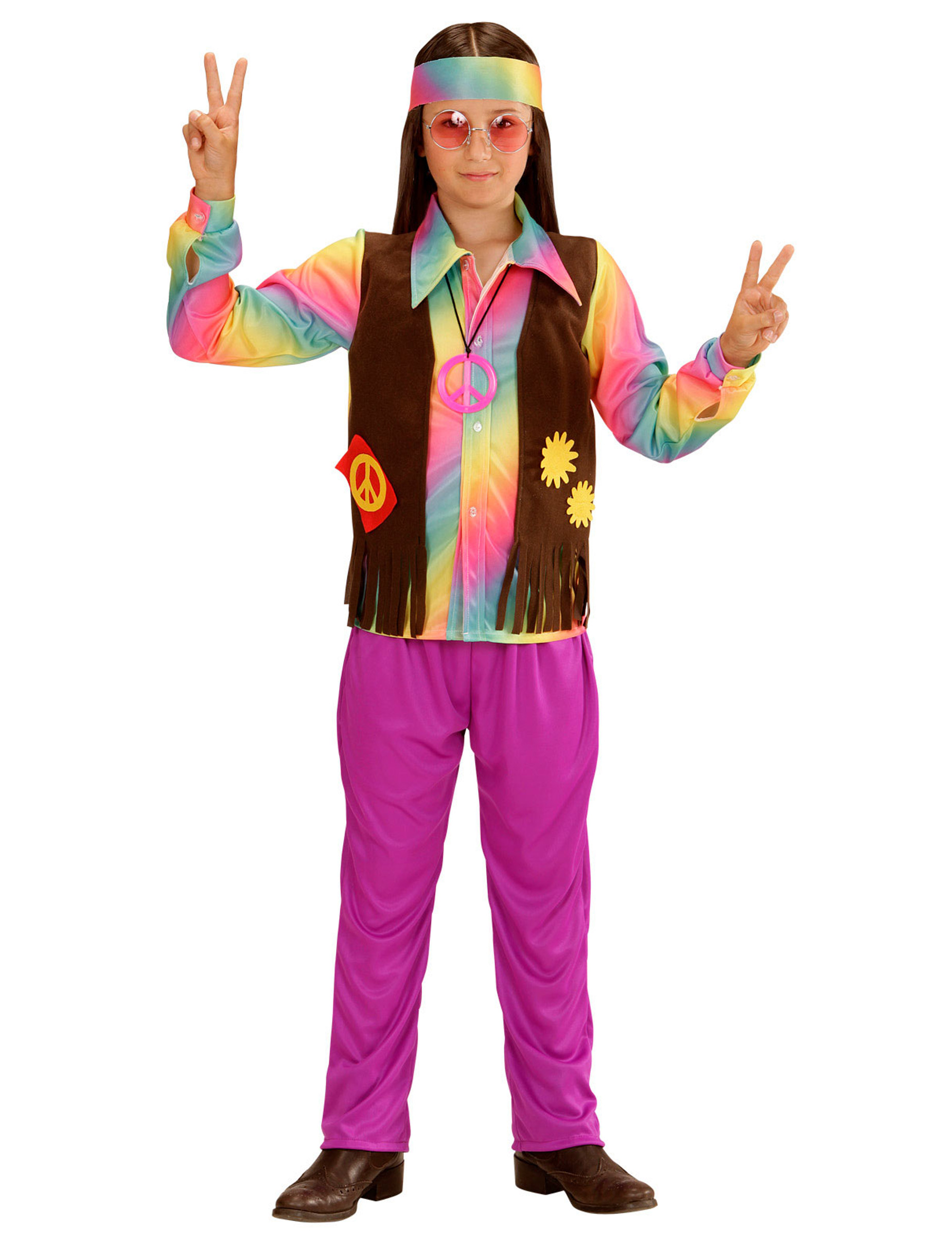 Déguisement hippie multicolore pastel garçon