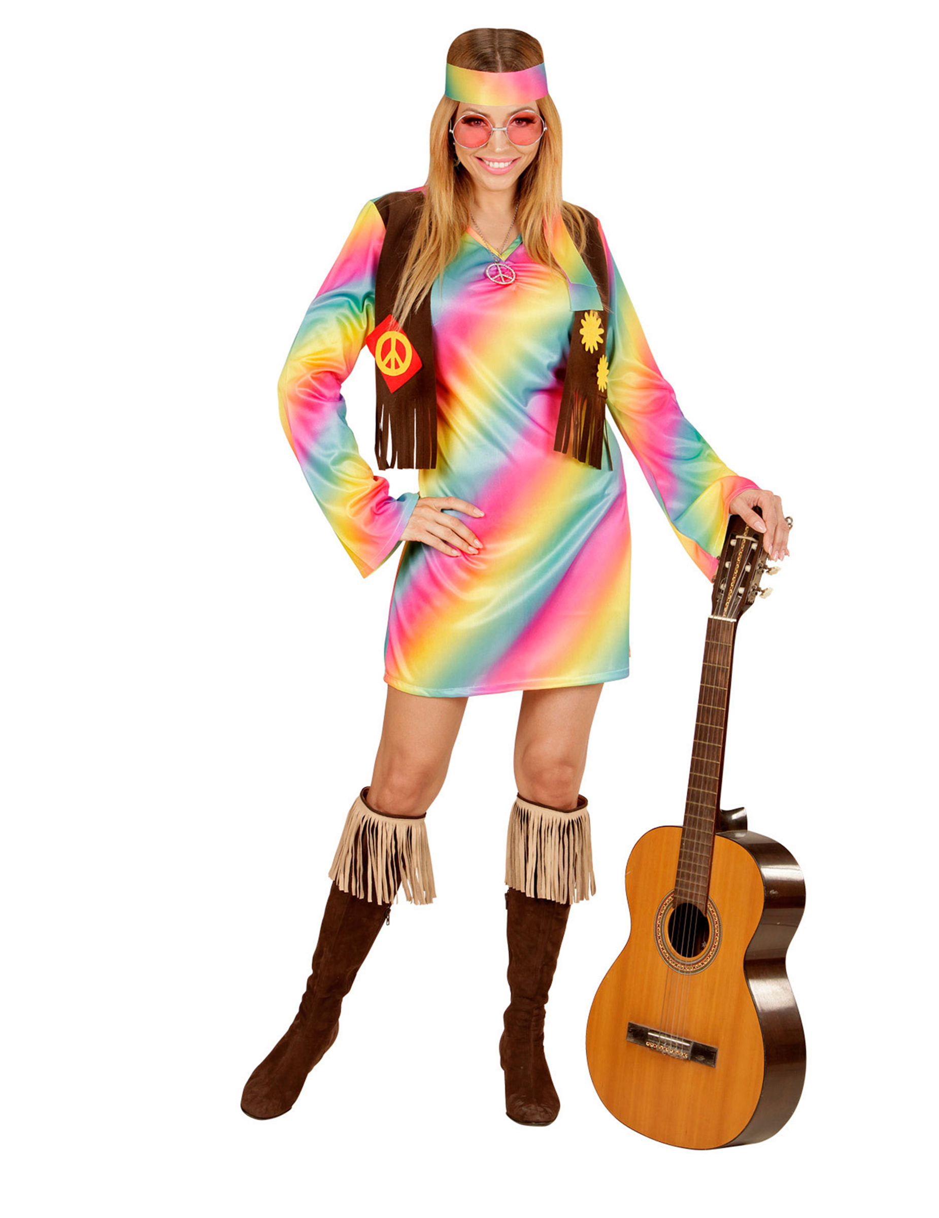 Déguisement hippie multicolore pastel femme