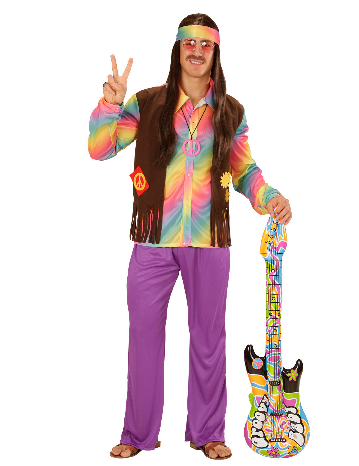 Déguisement hippie multicolore pastel homme