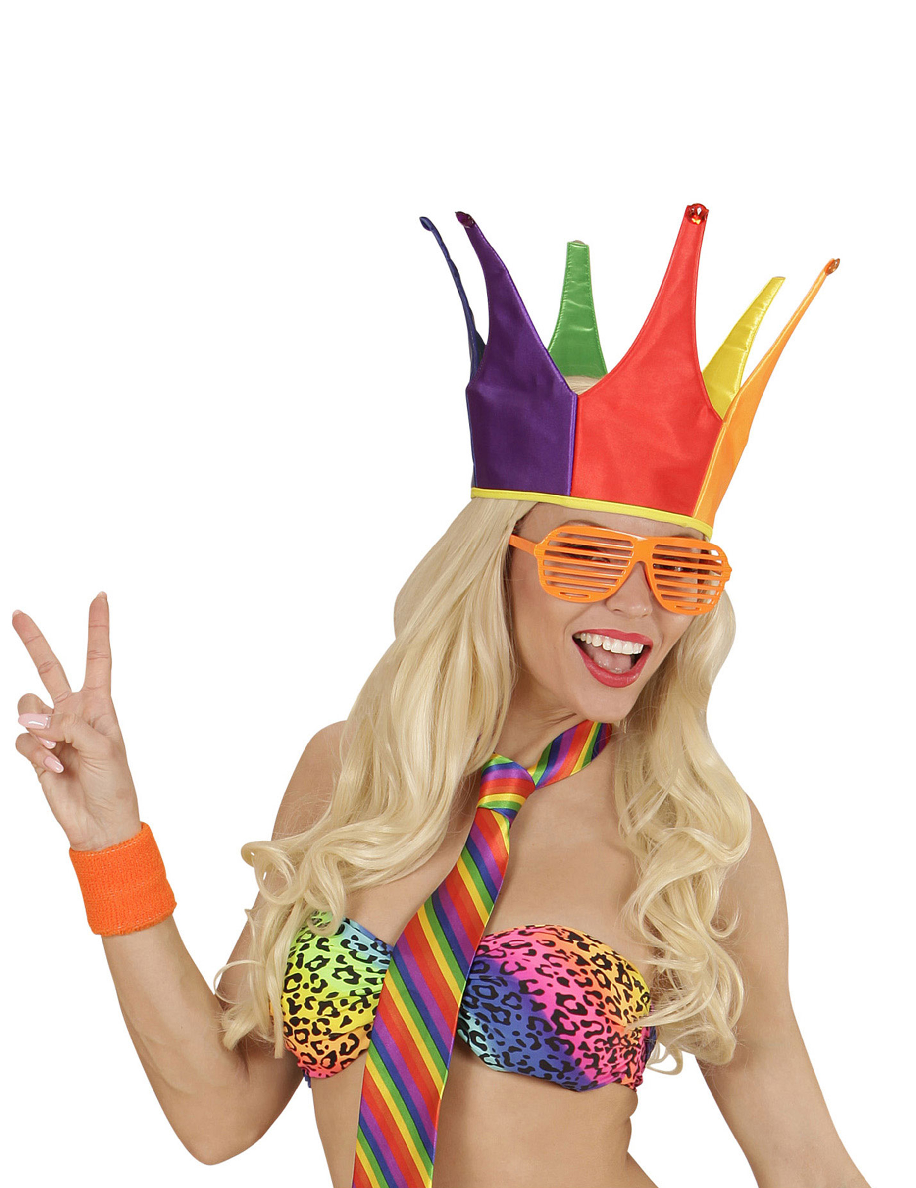Chapeau bouffon du roi multicolore adulte