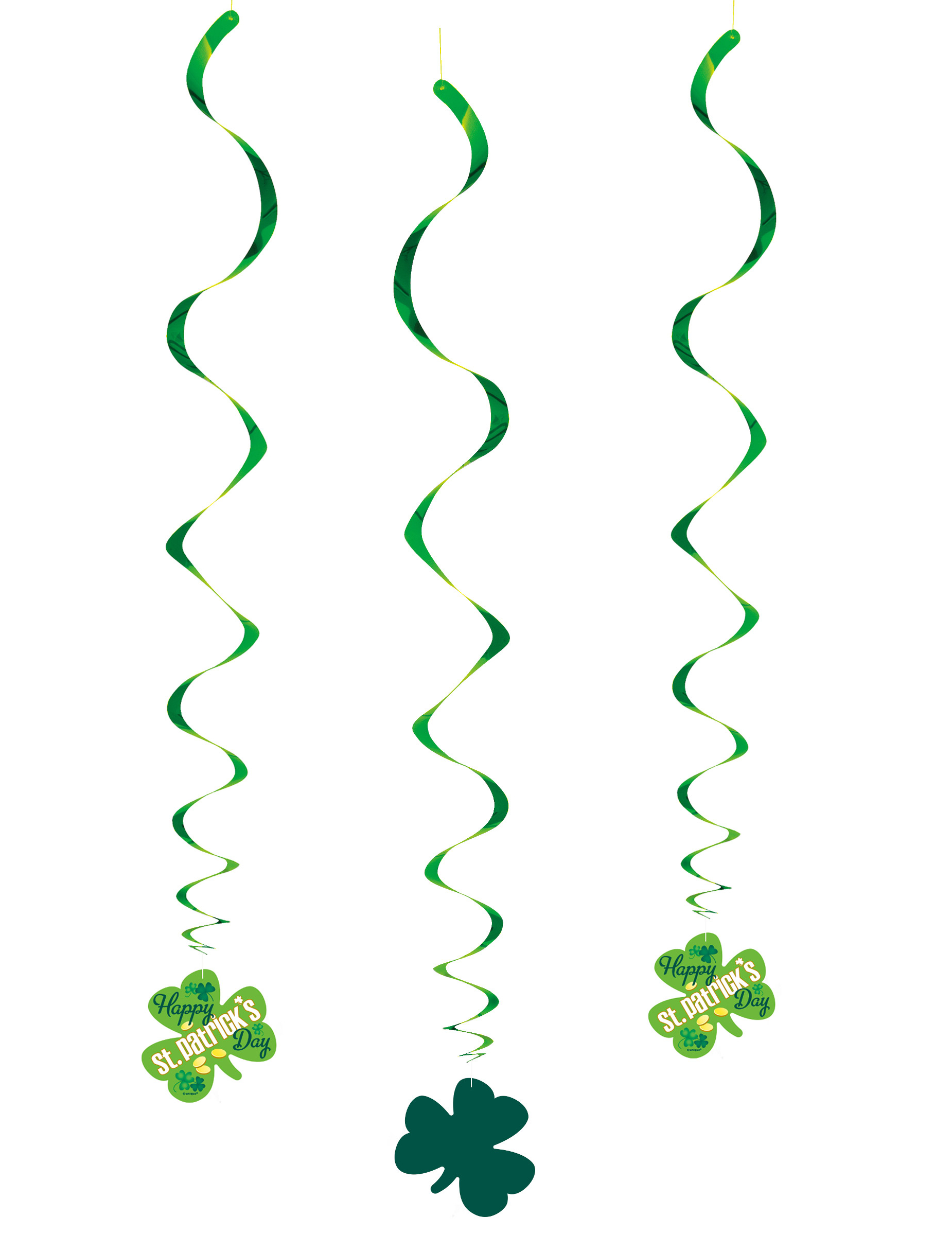 3 Décorations à suspendre spirales St Patrick 60 cm