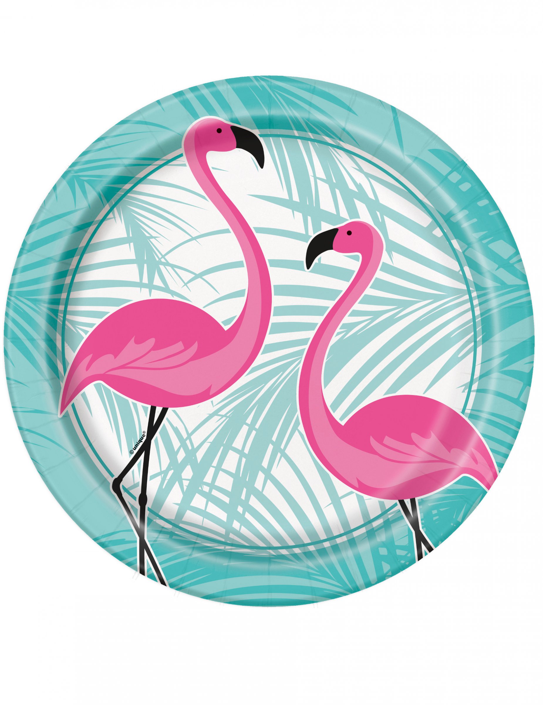 8 Assiettes en carton Flamant rose 22 cm