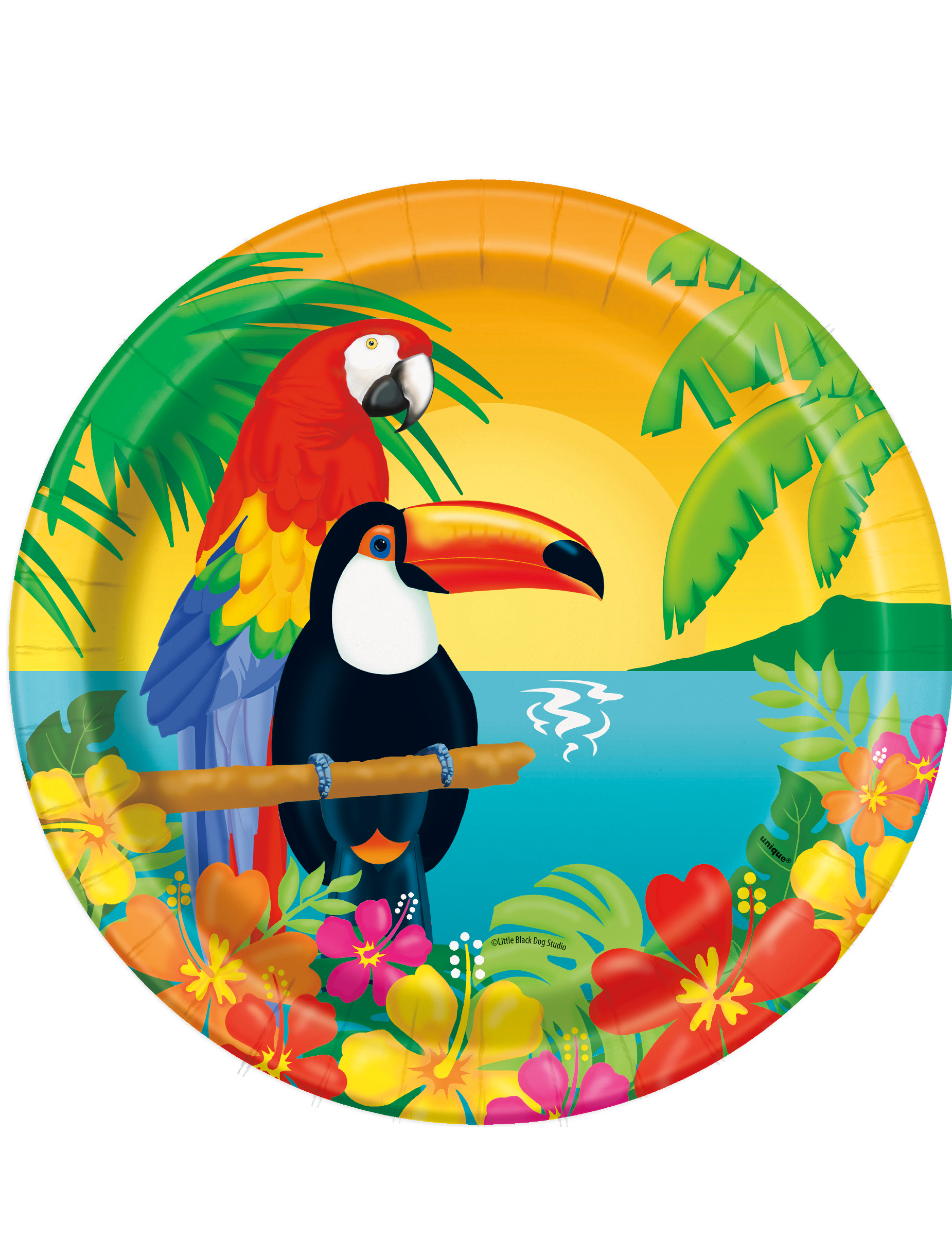 8 Assiettes en carton Tropical 22 cm
